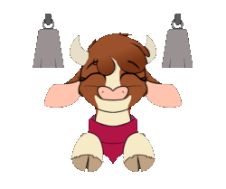 Size: 2340x1960 | Tagged: safe, artist:ljdamz1119, arizona (tfh), cow, them's fightin' herds, ^^, animated, arizonadorable, bell, clothes, cloven hooves, community related, cowbell, cute, eyebrows, eyebrows visible through hair, eyes closed, gif, loop, scarf, simple background, solo, transparent background