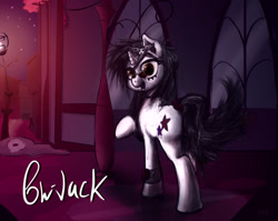 Size: 1088x864 | Tagged: safe, artist:ivyredmond, oc, oc only, pony, unicorn, black mane, collar, female, glasses, mare, solo