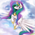 Size: 4000x4000 | Tagged: safe, artist:ser-p, princess celestia, alicorn, pony, g4, absurd resolution, cloud, crown, day, female, flying, hoof shoes, horn, jewelry, mare, outdoors, regalia, sky, smiling, solo, spread wings, wings