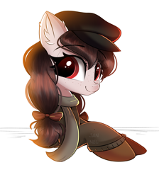 Size: 1748x1949 | Tagged: safe, artist:janelearts, oc, oc only, earth pony, pony, clothes, female, mare, scarf, simple background, solo, sweater, white background