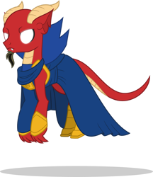 Size: 1280x1481 | Tagged: safe, artist:mlp-trailgrazer, oc, oc only, oc:the watchful pony, dracony, dragon, hybrid, longma, clothes, cosplay, costume, simple background, solo, transparent background, uatu the watcher