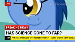 Size: 1280x720 | Tagged: safe, edit, edited screencap, screencap, blues, donny swineclop, noteworthy, cyclops, g4, the best night ever, break your own news, grammar error, has science gone too far?, implied twilight sparkle, meme, misspelling