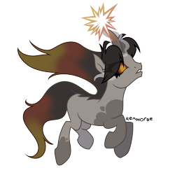 Size: 2000x2000 | Tagged: safe, artist:renhorse, oc, oc only, pony, unicorn, black sclera, female, high res, magic, mare, offspring, parent:fire flare, parent:king sombra, simple background, solo, transparent background