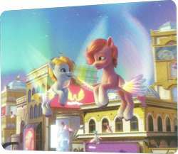Size: 1295x1123 | Tagged: safe, screencap, windy, pegasus, pony, g5, my little pony: a new adventure, my little pony: a new generation, spoiler:my little pony: a new generation, 3d, background pony, book, cropped, female, flying, magic, male, mare, scan, stallion, unnamed character, unnamed pony, zephyr heights