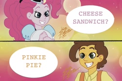 Size: 1772x1181 | Tagged: safe, artist:shacy's pagelings, cheese sandwich, pinkie pie, earth pony, equestria girls, g4, diner, equestria girls-ified, female, male, ship:cheesepie, shipping, simple background, straight