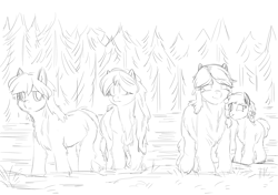 Size: 2508x1764 | Tagged: safe, artist:snspony, oc, oc only, pony, yakutian horse, female, foal, forest, looking at you, mare, sketch, smiling, snow, snow mare