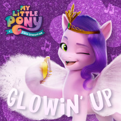 Size: 3464x3464 | Tagged: safe, edit, pipp petals, pegasus, pony, g5, my little pony: a new generation, album cover, female, glowin' up, high res, looking at you, mare, one eye closed, open mouth, open smile, phone, photo, smiling, solo, spread wings, wings, wink, winking at you