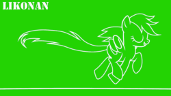 Size: 3840x2160 | Tagged: safe, artist:likonan, rainbow dash, pegasus, pony, g4, animated, female, gif, green background, high res, loop, mare, simple background, solo, the riddle, trotting
