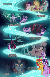 Size: 3500x5369 | Tagged: safe, artist:light262, adagio dazzle, aria blaze, cozy glow, grogar, king sombra, lord tirek, pony of shadows, queen chrysalis, sonata dusk, starlight glimmer, storm king, sunset shimmer, tempest shadow, twilight sparkle, alicorn, pegasus, pony, sheep, siren, unicorn, yeti, comic:together forever, equestria girls, my little pony: the movie, rainbow rocks, school raze, shadow play, the beginning of the end, the cutie map, the cutie re-mark, the ending of the end, crying, female, magic, male, mare, ram, staff, staff of sameness, the dazzlings, twilight sparkle (alicorn)