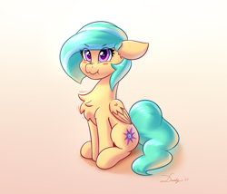 Size: 3508x3000 | Tagged: safe, artist:dandy, oc, oc only, oc:mango foalix, pegasus, pony, blushing, chest fluff, floppy ears, gradient background, high res, puffy cheeks, scrunchy face, sitting, solo