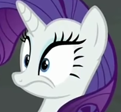 Size: 624x580 | Tagged: safe, screencap, rarity, pony, unicorn, g4, season 5, the cutie map, bust, female, frown, mare, scared, solo, wat, wide eyes