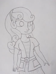 Size: 1280x1707 | Tagged: safe, artist:gojira1604shinomura, sweetie belle, human, equestria girls, g4, clothes, pencil drawing, sketch