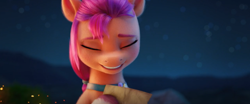 Size: 1912x794 | Tagged: safe, screencap, sunny starscout, earth pony, pony, g5, my little pony: a new generation, spoiler:my little pony: a new generation, 3d, eyes closed, female, mare, solo