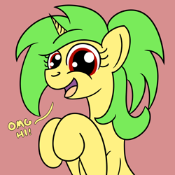 Size: 2000x2000 | Tagged: safe, artist:dafiltafish, oc, oc only, oc:piña, pony, unicorn, female, high res, looking at you, mare, solo, text