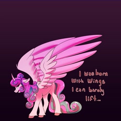 Size: 960x960 | Tagged: safe, artist:unfinishedheckery, princess flurry heart, alicorn, pony, g4, digital art, female, horn, large wings, looking at you, mare, older, older flurry heart, simple background, solo, spread wings, tail, wings