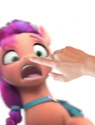 Size: 720x953 | Tagged: safe, edit, sunny starscout, g5, my little pony: a new generation, spoiler:my little pony: a new generation, boop, boop edit, faic, hand, scared, sunny starscout is best facemaker
