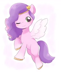 Size: 1458x1698 | Tagged: safe, artist:ginmaruxx, pipp petals, pegasus, pony, g5, my little pony: a new generation, adorapipp, cute, flying, one eye closed, solo, spread wings, wings