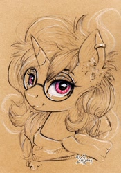 Size: 1213x1734 | Tagged: safe, artist:lailyren, oc, oc only, oc:mythic flame, pony, unicorn, bust, portrait, sketch, solo, traditional art