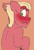 Size: 1265x1839 | Tagged: safe, artist:chub-wub, sprout cloverleaf, earth pony, pony, g5, my little pony: a new generation, blushing, cute, floppy ears, looking back, male, orange background, red, simple background, solo, stallion, stupid sexy sprout cloverleaf, unshorn fetlocks