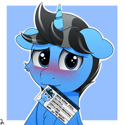 Size: 2000x2000 | Tagged: safe, artist:h3nger, oc, oc only, oc:aurora steel, pony, unicorn, blushing, high res, horny on main, male, solo, stallion