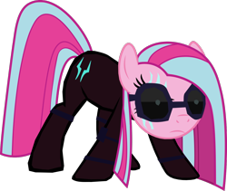 Size: 1280x1078 | Tagged: safe, artist:benpictures1, pinkie pie, earth pony, pony, comic:the storm kingdom, g4, my little pony: the movie, bad end, bodysuit, clothes, command 6, commander pinkie diana pie, crystal of light, female, goggles, inkscape, mare, pinkamena diane pie, simple background, solo, transparent background, vector