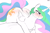 Size: 5000x3334 | Tagged: safe, artist:welost, princess celestia, alicorn, pony, g4, absurd resolution, bedroom eyes, blushing, butt, butt blush, eyebrows, eyebrows visible through hair, female, folded wings, happy, horn, large butt, looking up, mare, missing accessory, plot, simple background, small wings, smiling, solo, sunbutt, tail, the ass was fat, white background, wings