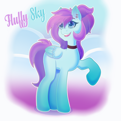 Size: 3000x3000 | Tagged: safe, artist:sandstormsarrives, oc, oc only, oc:fluffy sky, pegasus, pony, choker, ear piercing, earring, female, high res, jewelry, piercing, solo