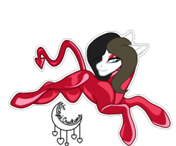 Size: 288x240 | Tagged: safe, artist:anonymous, oc, oc only, oc:chocolate fudge, devil, pony, bodysuit, clothes, cute, latex, latex suit, makeup, rubber, simple background, solo, transparent background