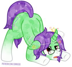 Size: 900x838 | Tagged: safe, artist:jennieoo, oc, oc only, oc:crescent star, crystal pony, pony, ass up, challenge, face down ass up, fallen, glasses, jack-o challenge, meme, show accurate, simple background, solo, transparent background, vector