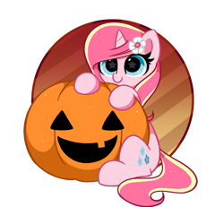 Size: 3670x3387 | Tagged: safe, artist:kittyrosie, oc, oc only, oc:rosa flame, pony, unicorn, cute, halloween, high res, holiday, horn, ocbetes, pumpkin, simple background, solo, starry eyes, transparent background, unicorn oc, wingding eyes