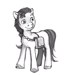 Size: 954x1024 | Tagged: safe, artist:spectralunicorn, sunny starscout, earth pony, pony, g5, female, grayscale, mare, monochrome, satchel, simple background, solo, white background