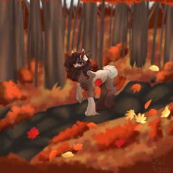 Size: 4000x4000 | Tagged: safe, artist:pokaparida, oc, oc only, earth pony, pony, absurd resolution, earth pony oc, female, leaf, leaves, mare, solo, tree, unshorn fetlocks