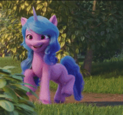 Size: 269x253 | Tagged: safe, edit, edited screencap, screencap, izzy moonbow, pony, unicorn, g5, my little pony: a new generation, spoiler:my little pony: a new generation, 3d, animated, cute, extreme speed animation, gotta go fast, izzybetes, loop, reversed, solo, sonic the hedgehog, sonic the hedgehog (series)