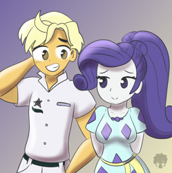 Size: 2548x2560 | Tagged: safe, artist:hiruson, ragamuffin (g4), rarity, equestria girls, equestria girls specials, g4, my little pony equestria girls: better together, my little pony equestria girls: spring breakdown, arm behind head, female, high res, male, rarimuffin, shipping, smiling, straight