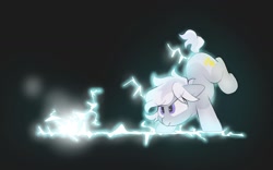 Size: 1478x921 | Tagged: safe, artist:mochi_nation, oc, oc only, oc:silver bolt, earth pony, pony, black background, electricity, female, frown, lightning, mare, simple background, solo, super powers