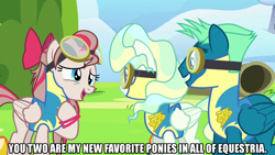 Size: 1280x720 | Tagged: safe, edit, edited screencap, screencap, angel wings, sky stinger, vapor trail, pegasus, pony, g4, season 6, top bolt, caption, female, image macro, male, mare, meme, stallion, text