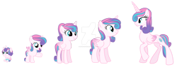 Size: 1280x494 | Tagged: safe, artist:hate-love12, princess flurry heart, pony, g4, age progression, baby, baby pony, deviantart watermark, female, filly, obtrusive watermark, older, older flurry heart, simple background, solo, teenager, transparent background, watermark