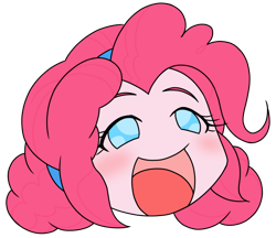 Size: 740x640 | Tagged: safe, alternate version, artist:batipin, part of a set, pinkie pie, equestria girls, g4, blushing, head only, open mouth, simple background, solo, transparent background, volumetric mouth