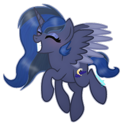 Size: 861x872 | Tagged: safe, artist:amicasecretuwu, oc, oc only, oc:onix dream, alicorn, pony, alicorn oc, base used, eyes closed, female, grin, horn, mare, simple background, smiling, solo, transparent background, wings