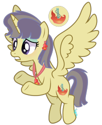 Size: 1236x1516 | Tagged: safe, artist:amicasecretuwu, upper crust, wild fire, oc, oc only, alicorn, pony, g4, base used, ear piercing, earring, female, fusion, jewelry, mare, pendant, piercing, simple background, solo, transparent background