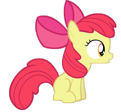 Size: 8192x7557 | Tagged: safe, artist:thatguy1945, part of a set, apple bloom, earth pony, pony, g4, absurd resolution, apple bloom's bow, blank flank, bow, female, filly, hair bow, looking sideways, oooooh, open mouth, simple background, sitting, solo, transparent background, vector