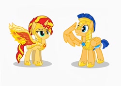Size: 1400x990 | Tagged: safe, artist:sarawalt15, flash sentry, sunset shimmer, alicorn, equestria girls, g4, alicornified, armor, female, male, race swap, royal guard armor, salute, shimmercorn, ship:flashimmer, shipping, straight, wing salute