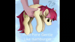 Size: 1920x1080 | Tagged: safe, artist:yakovlev-vad, edit, editor:bandwidth, editor:kanw, lily, lily valley, roseluck, earth pony, human, pony, g4, animated, behaving like a cat, burger, confused, cute, disembodied hand, female, food, hamburger, hand, hold x gentle like hamburger, holding a pony, mare, meme, nom, offscreen character, pony pet, question mark, rosabetes, rosepet, shitposting, sound, vore, webm