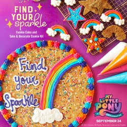 Size: 1080x1080 | Tagged: safe, g5, my little pony: a new generation, official, cake, cookie, cookie cake and take, food, icing bag, my little pony: a new generation logo, no pony, rainbow, sparkles, sprinkles, stars, text