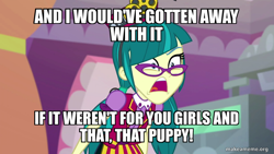 Size: 800x450 | Tagged: safe, edit, edited screencap, screencap, juniper montage, equestria girls, equestria girls specials, g4, my little pony equestria girls: mirror magic, caption, image macro, makeameme.org, scooby-doo!, text