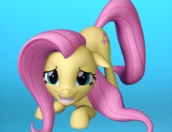 Size: 1300x1000 | Tagged: safe, artist:aleshi, fluttershy, pegasus, pony, g4, 3d, blue background, butt, face down ass up, female, floppy ears, gradient background, grin, jack-o challenge, looking at you, mare, meme, nervous, nervous smile, plot, sheepish grin, simple background, smiling, smiling at you, solo, source filmmaker