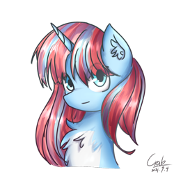 Size: 1080x1080 | Tagged: safe, artist:starflashing twinkle, oc, oc only, pony, unicorn, blue eyes, chest fluff, cute, ear fluff, eye clipping through hair, horn, looking at you, simple background, solo, transparent background, unicorn oc
