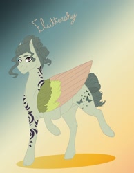 Size: 2158x2775 | Tagged: safe, artist:inisealga, fluttershy, pegasus, pony, g4, high res, redesign, simple background, tattoo, text