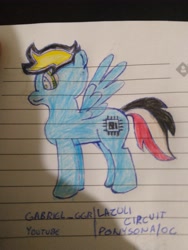 Size: 3456x4608 | Tagged: safe, artist:gabriel ggr, oc, oc only, oc:lazuli circuit, pony, lined paper, ponysona, solo, traditional art