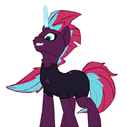 Size: 1280x1282 | Tagged: safe, artist:benpictures1, artist:chedx, tempest shadow, pony, unicorn, comic:the storm kingdom, g4, my little pony: the movie, bad end, bodysuit, clothes, crystal of light, evil smile, female, general tempest shadow, grin, horn, implied applejack, implied fluttershy, implied pinkie pie, implied rainbow dash, implied rarity, implied spike, inkscape, mare, simple background, smiling, solo, tempest gets her horn back, transparent background, vector
